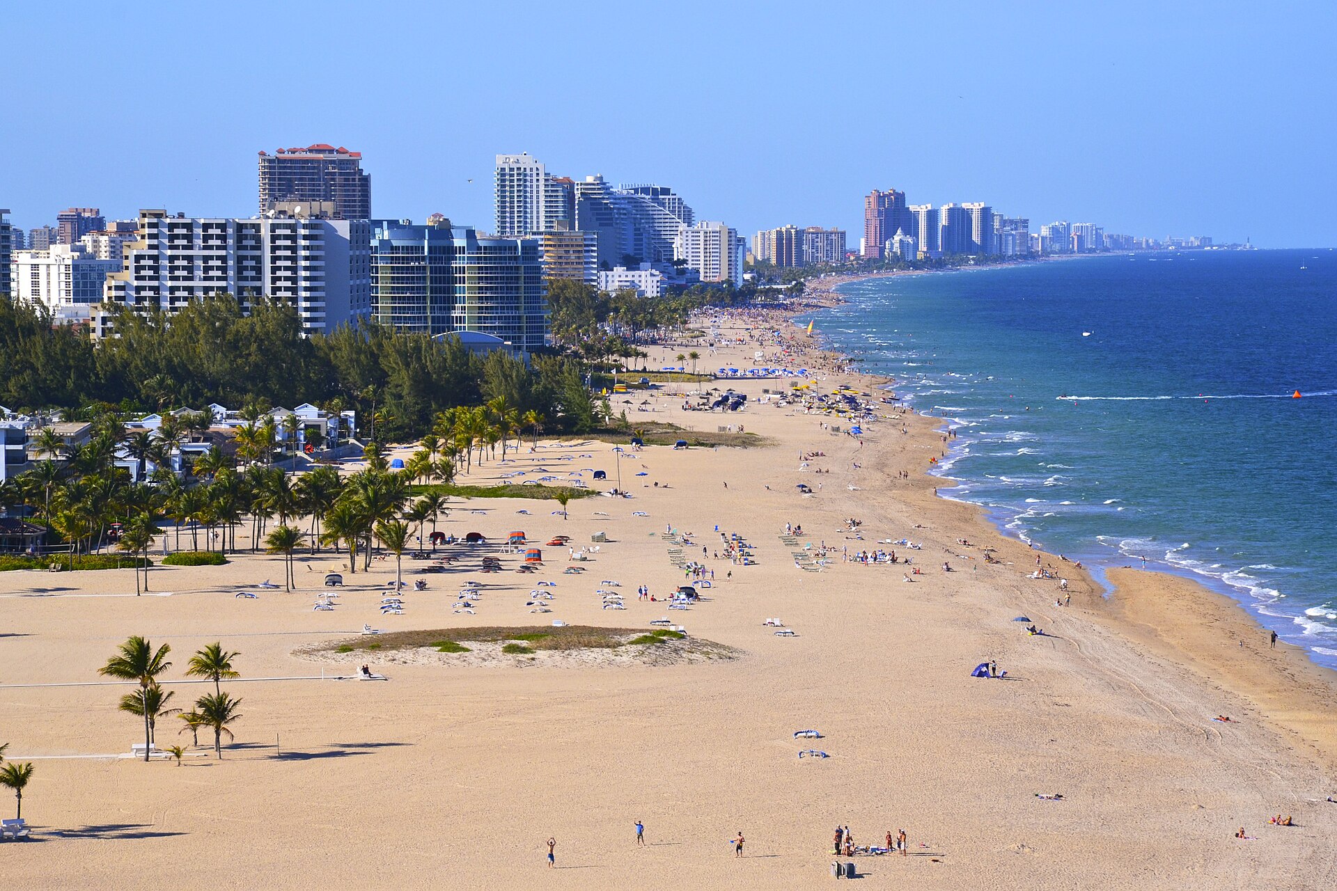 Aerial view of Fort Lauderdale Beach and the Atlantic coastline in Broward County, Florida