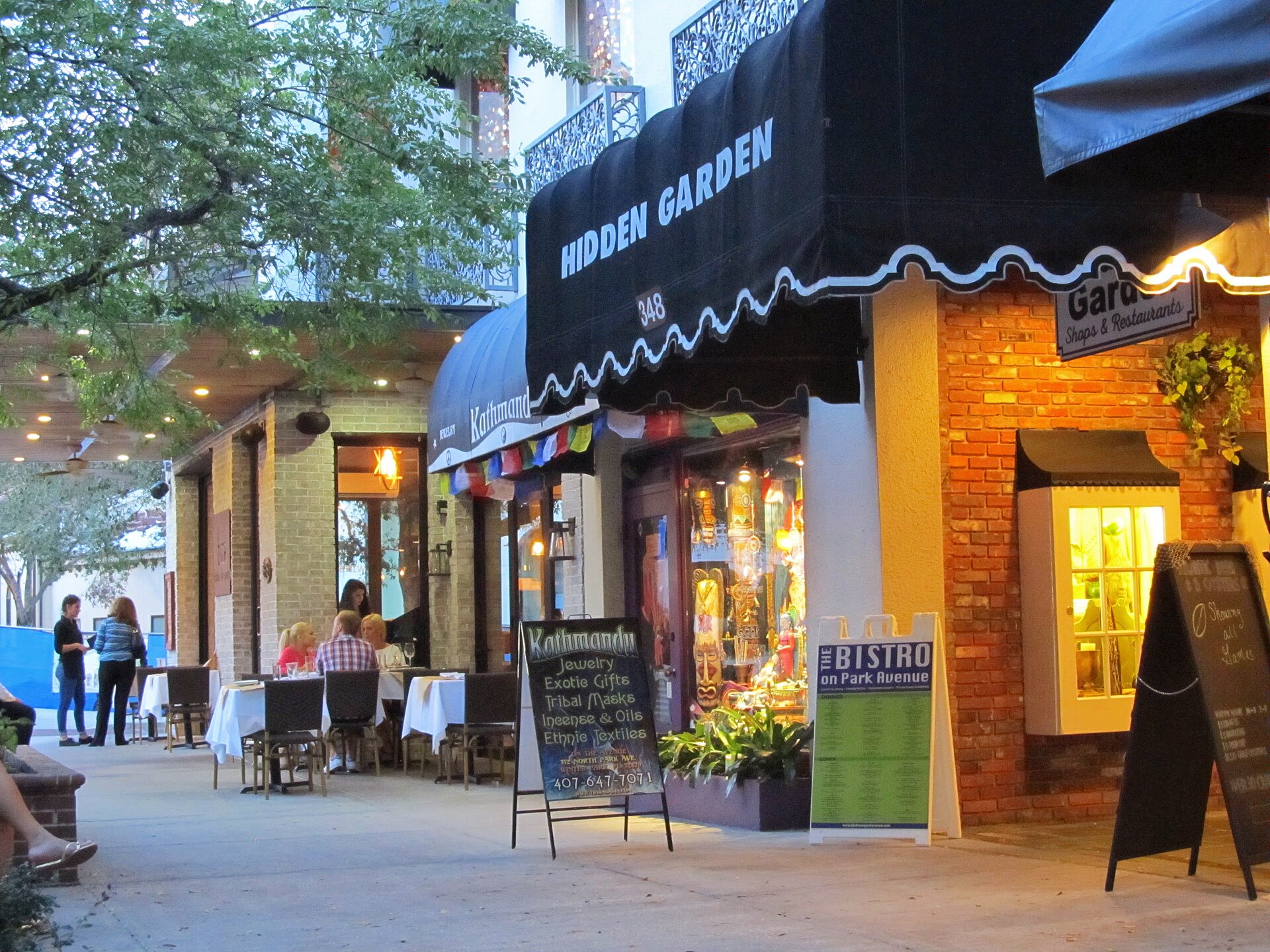 Shops along Park Avenue in Winter Park, Florida